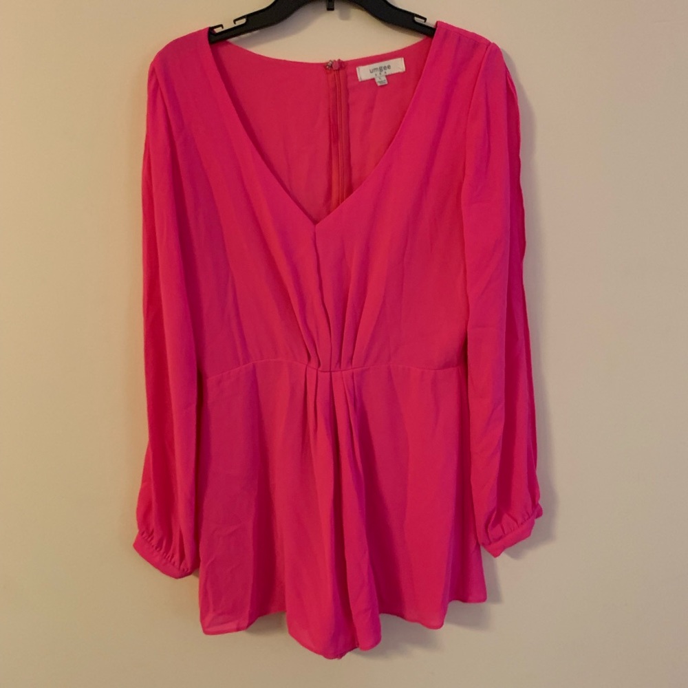 Hot Pink Long Sleeve Romper